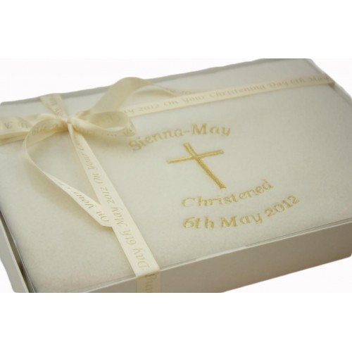 Tinygemz Personalised Embroidered Baby Christening Blanket